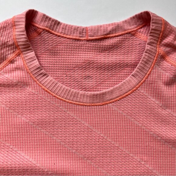 Lululemon Swiftly Tech Long Sleeve Crew Heathered Grapefruit Diagonal Stripe 10 - Picture 11 of 16